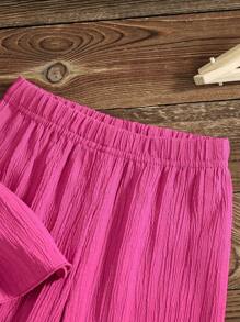 SHEIN 女婴纯色荷叶边吊带背心和休闲裤两件套