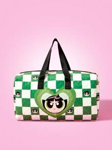 THE POWERPUFF GIRLS X SHEIN 可折叠格子毛茛图案大容量旅行袋 - 彩色 - 查看 2