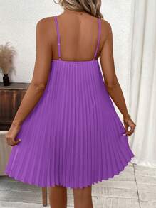 SHEIN Clasi Váy Maxi Không Dây Xếp Ly Màu Cam Váy San Hô Váy Mùa Xuân - Màu tím - Xem 2