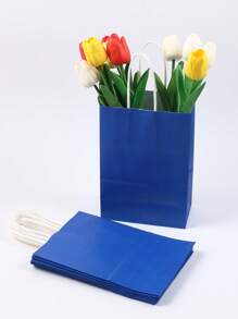 5pcs/10pcs 中号（16x22x8cm）可重复使用海军蓝牛皮纸袋、生日派对礼品袋、袋子、婚礼派对礼品袋、朋友礼品袋 - 藏蓝色 - 查看 5