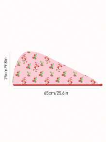 Strawberry Shortcake X SHEIN Cute Strawberry Printed Hair Drying Hat, Suitable For Any Hair Type & Length, Absorbs Water Quickly, Country Ditsy Floral Style, For Home Bathroom Summer Hair Bonnet