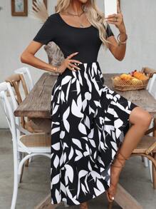 Breezaya Abito da spiaggia elegante e ampio da donna con pannelli floreali a coste