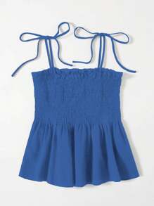 Chiquease Áo ba lỗ thời trang tối giản màu trơn cho nữ, phù hợp cho mùa hè - Màu xanh lam - Xem 4