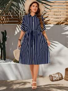 EMERY ROSE Vestido-abrigo de talla grande con mangas raglán a rayas azul y blanco, cuello de camisa, abotonadura con capa media y larga, adecuado para la primavera y el verano, ropa de mujer bohemia, atuendos de rave, regalos para la madre, vibraciones de vacaciones, vacaciones de primavera, ropa casual, estilo bohemio suelto