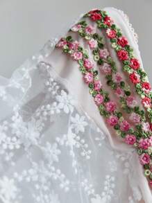 SHEIN Unity 女士花卉刺绣网眼拼布抹胸上衣