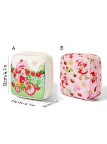 Strawberry Shortcake X SHEIN 1 Túi đựng đồ hình dâu tây hoạt hình dễ thương, có thể dùng làm hộp đựng băng vệ sinh, phụ kiện điện tử, đồ dùng nhỏ, họa tiết mèo và chó đáng yêu, ý tưởng quà tặng, ngày Valentine, mùa hè/mùa xuân, kỳ nghỉ - Nhiều màu - Xem 8
