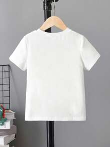 SHEIN Camiseta Manga Curta Gola Redonda Minimalista Casual para Menino, Leve para o Verão