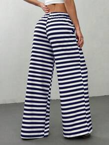 Flirla Women's Striped Design Casual Slim-Fit Pants Fall Cloth For Women - Blue - View 2