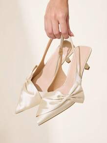 CUCCOO CHICEST Talons hauts avec nœud, bout pointu, talon fin, design mule, talons hauts roses mode et élégants pour femmes