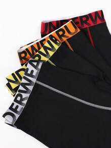4 piezas de calzoncillos bóxer cómodos y transpirables con estampado de letras para hombres - Multicolor - Ver 7