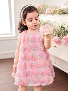 Baby Girl Elegant Floral Mesh Summer Dress