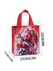 4/12/20pcs Gift Bags With Santa Claus Print - Reusable Party Gift Tote Bags For Presents - Non-Woven Retail Shopping Bags With Handles For Holiday & Birthday Gifts, Valentine's Day, Valentines Wedding, Birthday,Christmas Decorations, Suplies