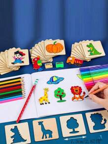 镂空绘画模板（随机模板样式），学生返校艺术绘画套装，返校，学校用品。 - 米色 - 查看 6