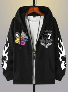 Manfinity EMRG Men's Casual Lightweight Open Front Sweatshirt, Suitable For Summer - Black - View 2