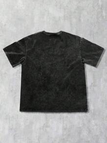 ROMWE MEN Grunge Punk Grunge Silhouette Print T-Shirt, Simple & Fashionable, Suitable For Summer