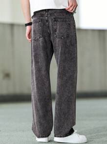 Manfinity Homme Men's Casual Denim Jeans, Fashionable Design Suitable For Summer - Grey - View 3