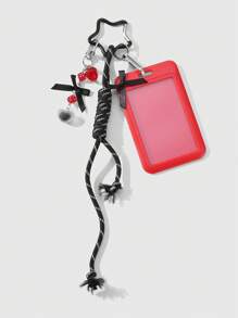 ROMWE Kawaii 2pcs INS Style Sweet & Cute Pretty High-Quality Faux Resin Strawberry Heart Bowknot Card Lanyard, Adjustable For ID/Campus Card, Keychain, Bag Pendant, Suitable For Couples, Best Friends, Office Workers, Students, Daily Wear, Gifts - Multicolor - View 5