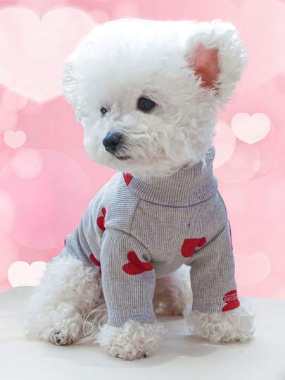 1pc Valentine's Day Pet Clothes, Dog & Cat Outfits, Sweatshirt For Small & Medium Pets, Loungewear