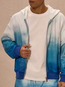 Musero Ombre Full Zip Oversized Hoodie Tracksuit Top Only - Blue and White - View 4