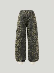 青少年男孩休闲学院风日常黑色水洗全松紧腰平口袋直筒牛仔裤