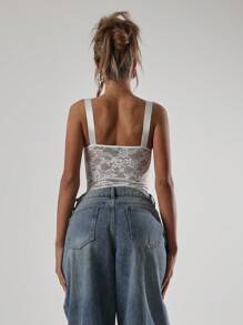 MUSERA Lace Bodysuit Bra Underwire Thick Strap Sexy Club Vacation Spring Summer Rave Holiday Festival Concert Fall Autumn Winter Date Night White  Party  Chic Valentines Holiday Spring Vacation - White - View 2