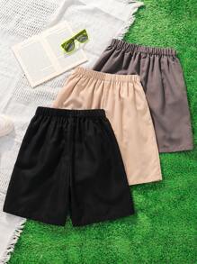 SHEIN Tween Boy Buy Two Get One Free 3 Packs Casual Sports College Artistic Style Retro Shorts With Badges High Cost-Effective Multi-Pack Suitable For Back To School Suitable For Birthday Parties, Evening Parties, Performances, Weddings, Baptisms, Opening Ceremonies, Daily Use Suitable For Daily Use Suitable For School Suitable For Travel Suitable For Sports Suitable For Spring And Summer