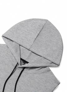 Manfinity Homme Men's Casual Sleeveless Hooded Tank Top With Rib-Knit Detailing And Regular Fit - Light Grey - View 3