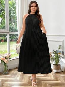 SHEIN Privé Plus Size Sleeveless Solid Color Maxi Dress, Simple & Fashionable, Suitable For Summer,Business Casual Woman