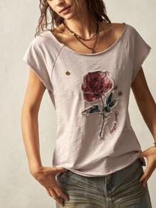 Bohemela Camiseta holgada de manga corta y cuello redondo de punto de unicolor de verano para mujer - Rosa Pálido - Ver 5