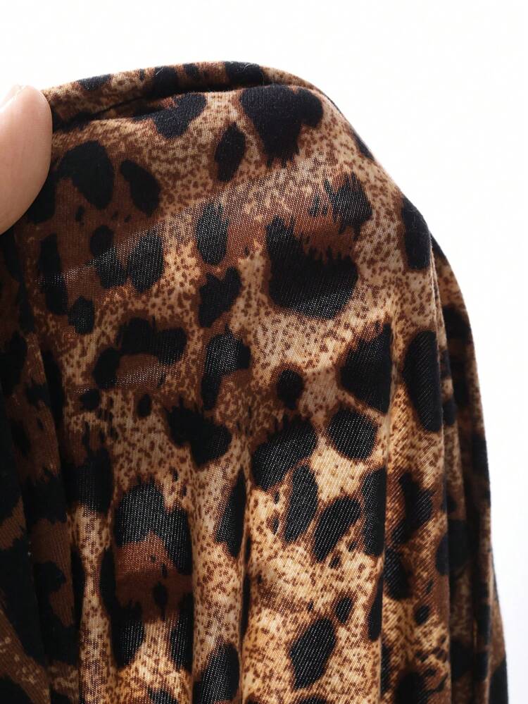 Sleeveless Spaghetti Strap Backless Leopard Print Waist Fitted Women Nightdress Pajama