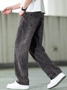 Manfinity Homme Men's Casual Denim Jeans, Fashionable Design Suitable For Summer - Grey - View 7