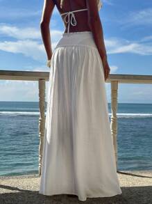 Opulessa 女士纯色高腰A字梭织半身裙，性感优雅，适合派对、毕业典礼、舞会、奢华晚宴、秋冬季、国庆节、新年、外出、婚礼宾客等场合。