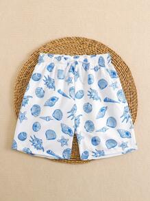 大童海洋生物印花泳裤、梭织布沙滩短裤 - 彩色 - 查看 3