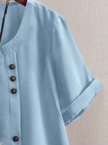 EMERY ROSE Women's Bamboo Leaf Print Casual Comfortable Blouse