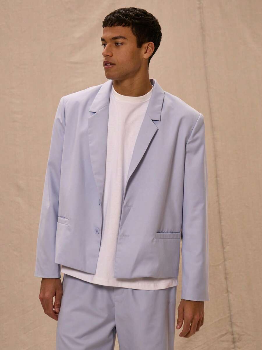 Musero Boxy Fit "M" Embroidered Blazer Only Spring Summer Vacation - Baby Blue - View 1