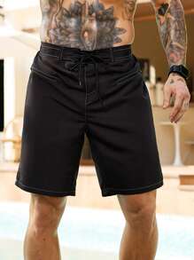 Manfinity Swimmode Men's Simple Front Button Pocket Beach Shorts, Casual Vacation - Multicolor - View 1