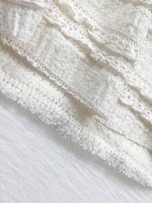 SHEIN Tall Apricot Drawstring Neck Knit Frill Texture Fabric Halter A-Line Sexy Camisole Top For Tall Women - Apricot - View 3