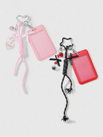 Kawaii 2 Stücke süß und niedlich hochwertige Faux Resin Erdbeere Herz Schleifen Lanyard, verstellbar für ID/Studenten Ausweis, Schlüsselanhänger, Taschenbehang, geeignet für Paar, beste Freunde, Büromitarbeiter, Studenten, alltäglicher Gebrauch, als Geschenke