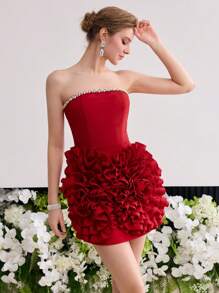 MOTF PREMIUM VÁY BODYCON ỐNG VÁ HOA - Đỏ - Xem 5