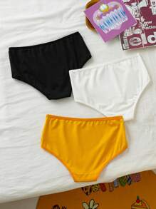 GARFIELD | SHEIN 3pcs Tween Girl Black & White Cute Cartoon Cat Print Comfortable Underwear,Basic Casual Briefs - Black and White - View 2