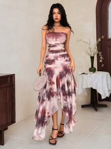 EastFlair Women's Long Slim Fit Strapless Dress, Minimalist & Fashionable, Suitable For Summer