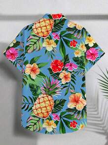 Manfinity VCAY Plus Size Men's Floral Print Short Sleeve Casual Shirt, Vacation, Father's Day Gifts - Multicolor - View 2