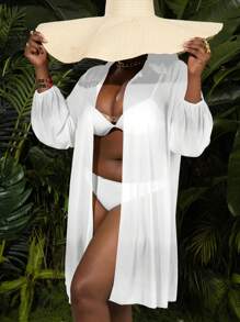 Slaydiva Camicia larga con maniche a lanterna, stile casual, adatta alle taglie forti, stile resort