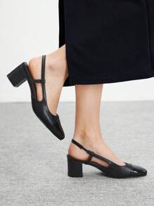 CUCCOO BIZCHIC New Simple Commuter Vibe Chunky Heel Women Shoes - Black - View 3