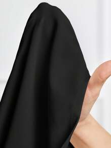 MaterniWear Maternity Solid Coloured Stand Collar Sleeveless Elegant Dress - Black - View 7