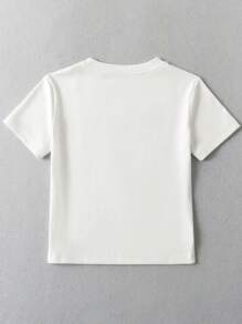 INAWLY Gothic Y2K Heart Pattern Cropped Round Neck Short Sleeve T-Shirt For Women - White - View 2