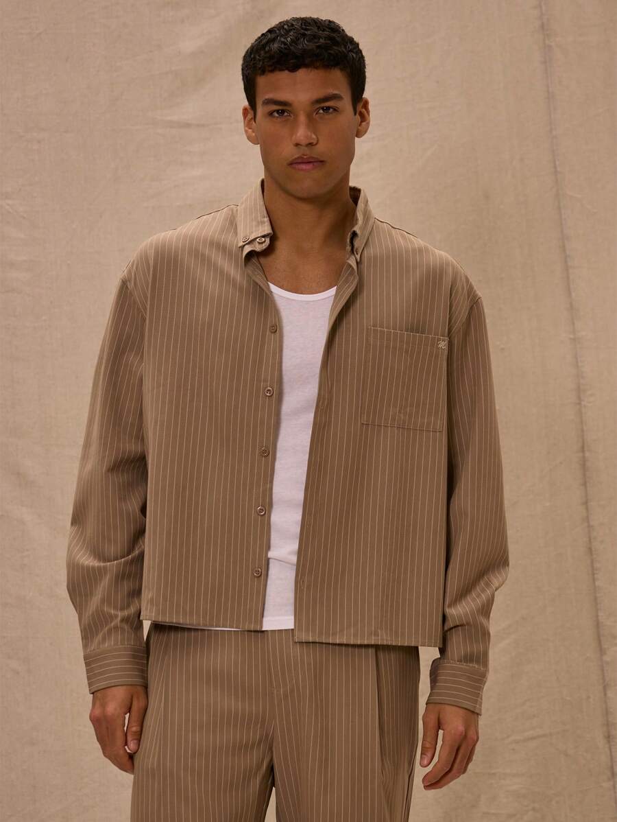 Musero Long Sleeve Cropped Striped Shirt Only Spring Summer Vacation Smart - Multicolor - View 1