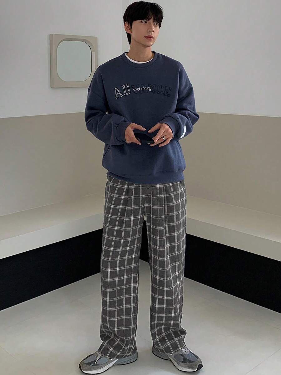 DAZY Men's Spring Gray Plaid Straight Leg Pants - Grey - View 1