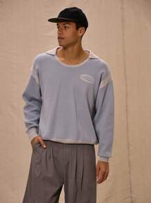 圆领针织撞色“Musero”标语套头衫 - 彩色 - 查看 1