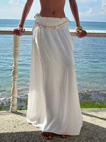 Opulessa 女士纯色高腰A字梭织半身裙，性感优雅，适合派对、毕业典礼、舞会、奢华晚宴、秋冬季、国庆节、新年、外出、婚礼宾客等场合。